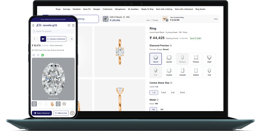 A ring builder configurator with a solitaire ring